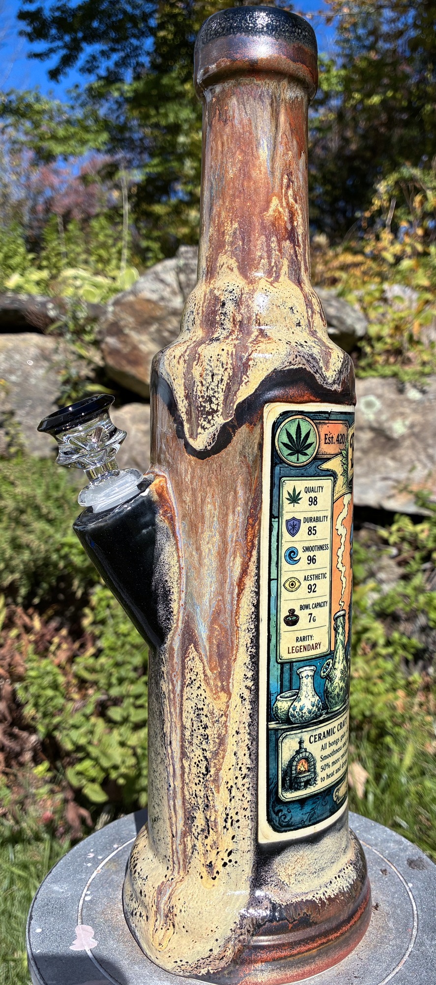 Old Blue and the Bong Maker Ceramic Bong