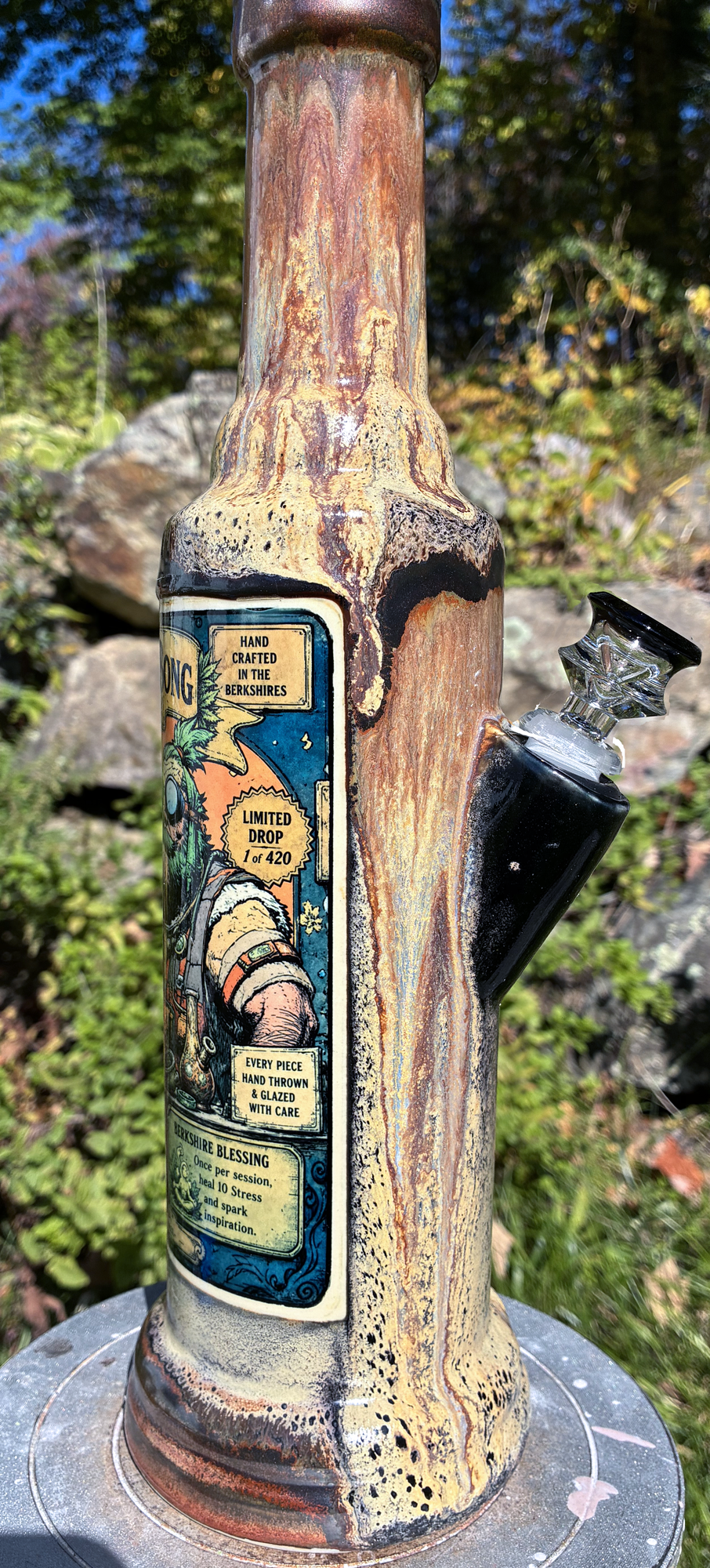 Old Blue and the Bong Maker Ceramic Bong