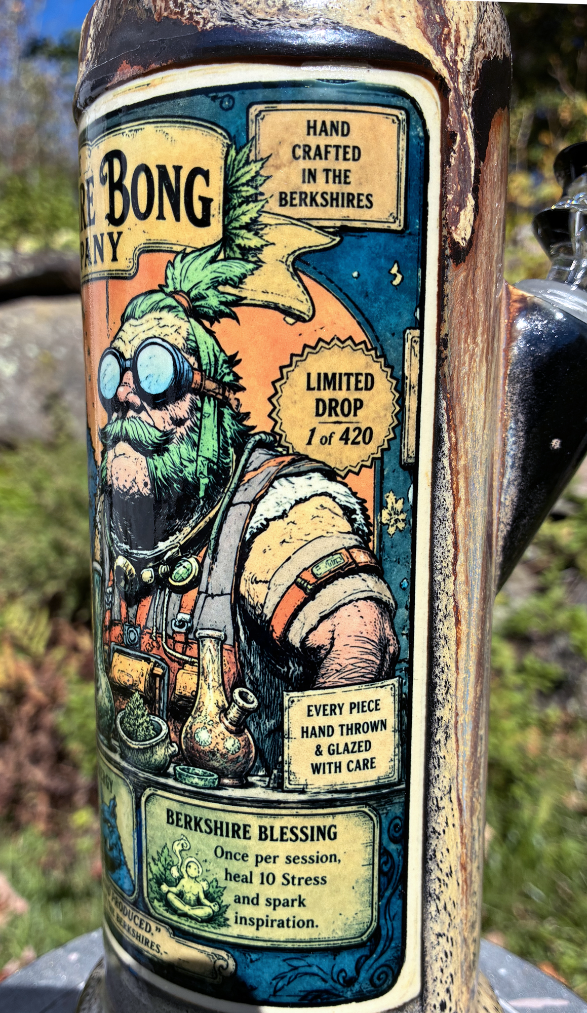 Old Blue and the Bong Maker Ceramic Bong