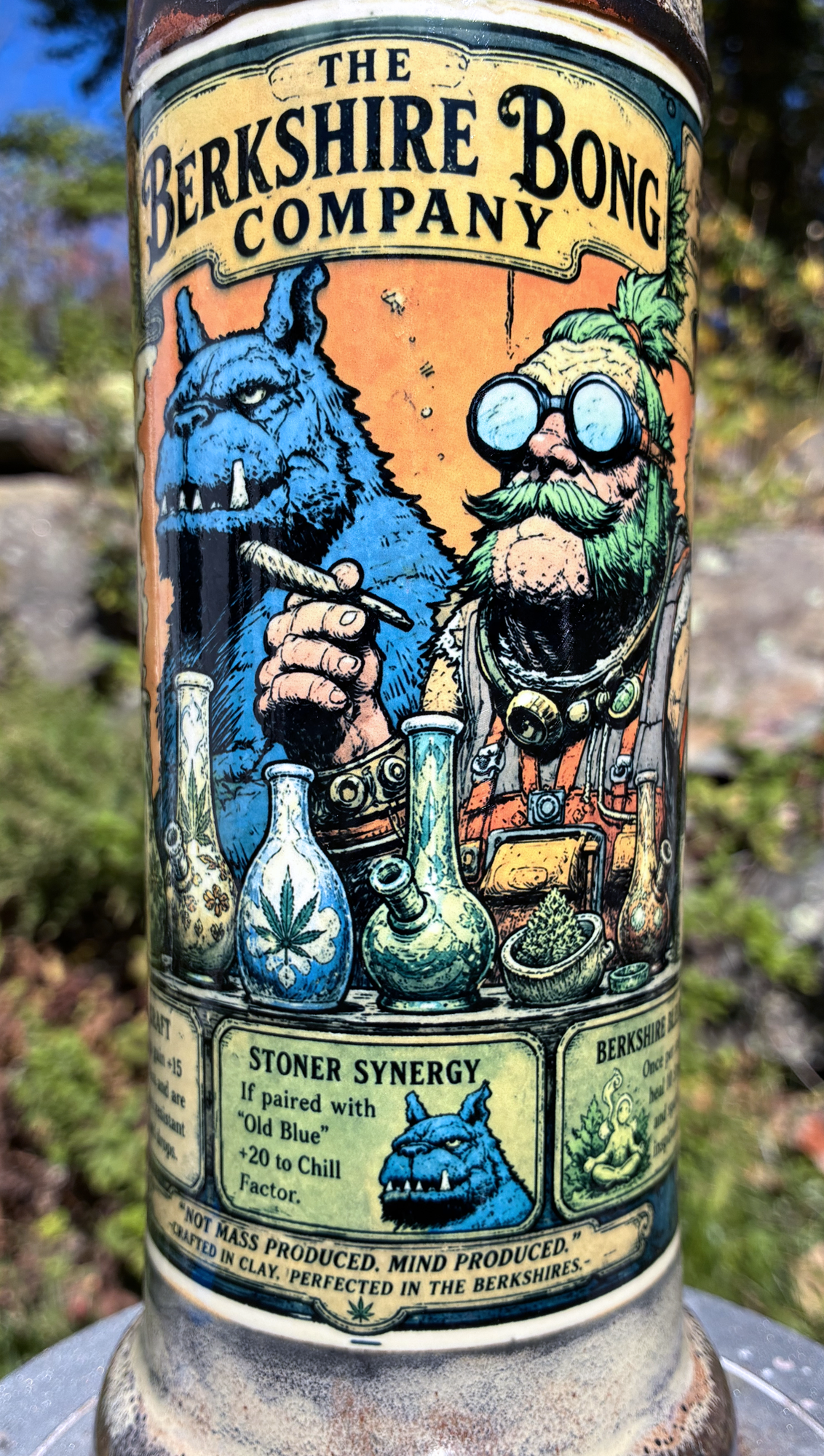 Old Blue and the Bong Maker Ceramic Bong