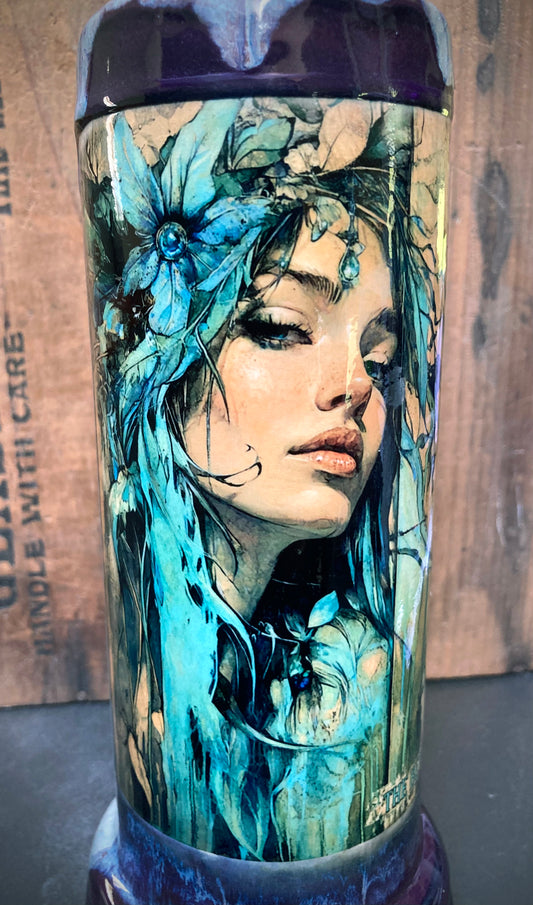 Art Nouveau Mother Nature on a ceramic bong