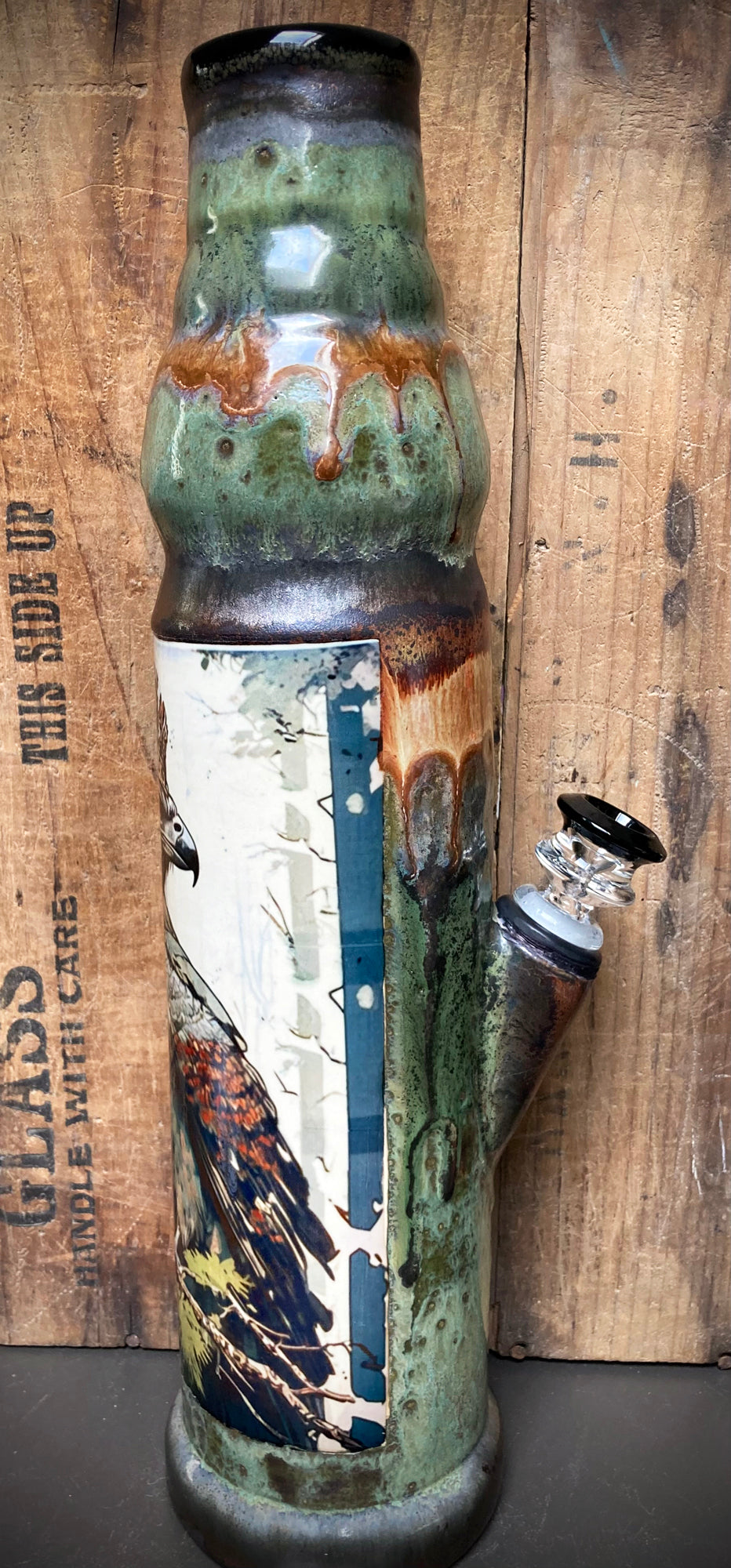 Ceramic Bong - "Woodland Royalty - Brother Red Tail"