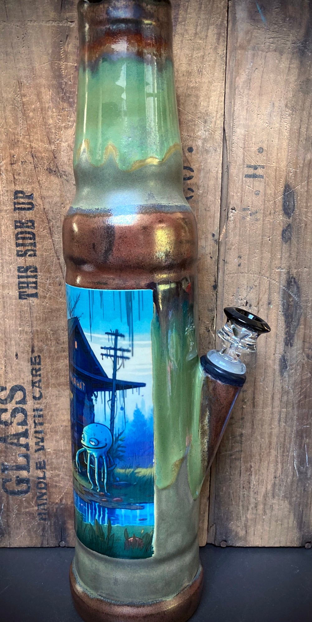 Ceramic Bong - "Greetings from the Swamp!"